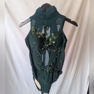 Emerald Green Embellished Dance Leotard